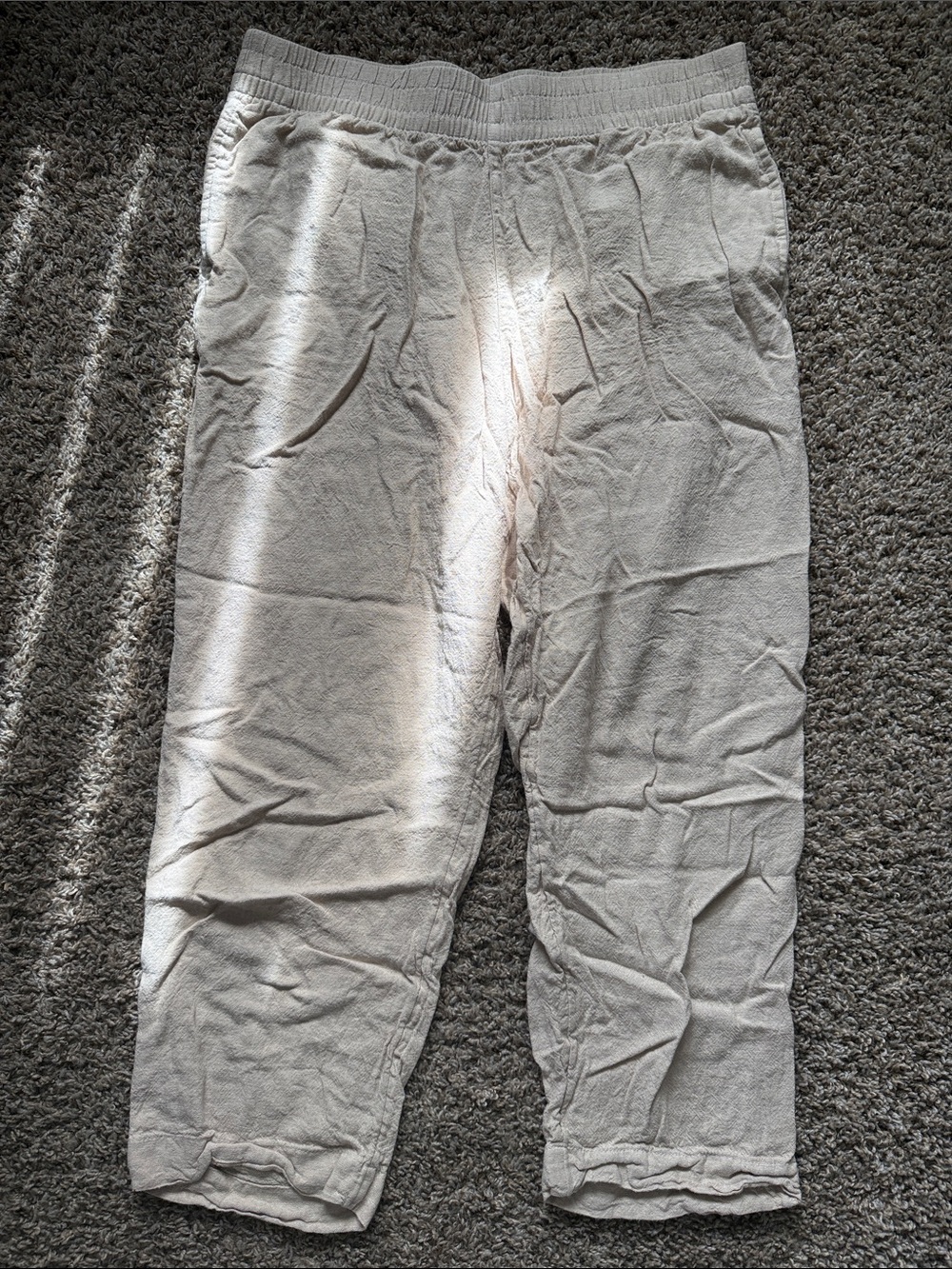 Old Navy Cream Cropped Linen Pants